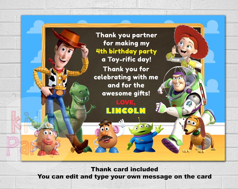 Toy Story-inbjudan, Toy Story-födelsedagsinbjudan, Toy Story-fest, digital inbjudan, redigerbar bild 3
