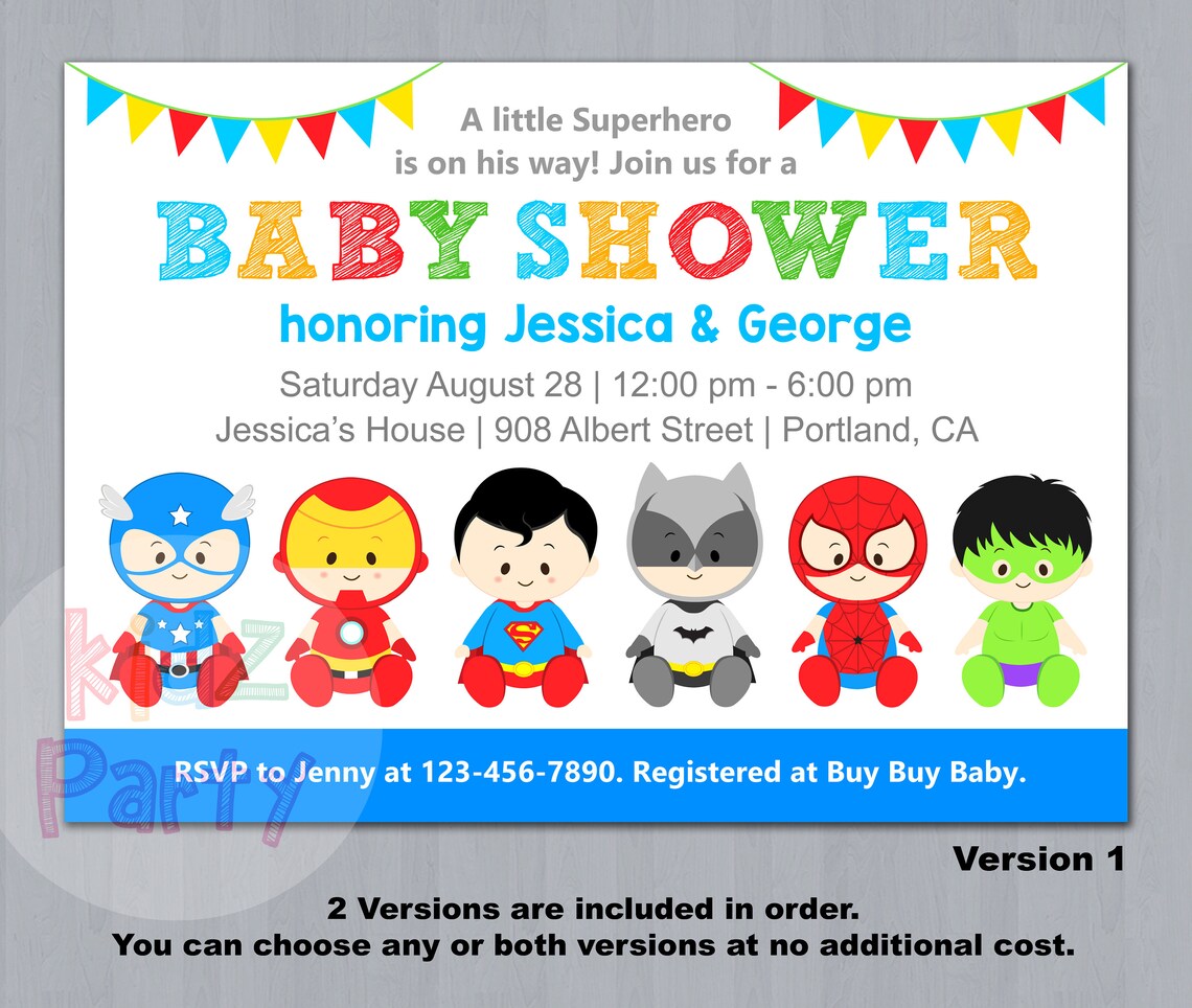 Superhero Baby Shower Invitation super hero baby shower Etsy España