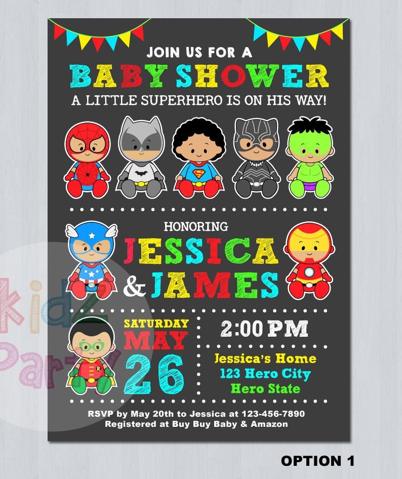 African American Superhero Baby Shower Invitation Etsy