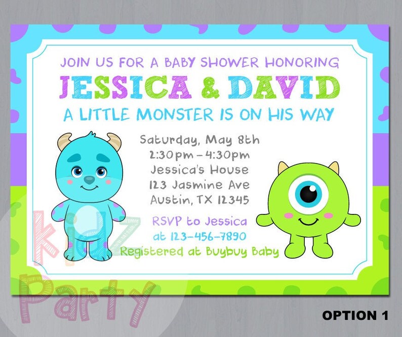 Monsters Inc Invitation Monsters Inc Baby Shower Invitation Etsy