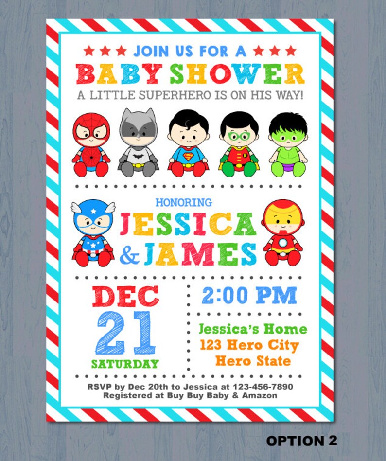 Superhero Baby Shower Invitation Super Hero Baby Shower Etsy