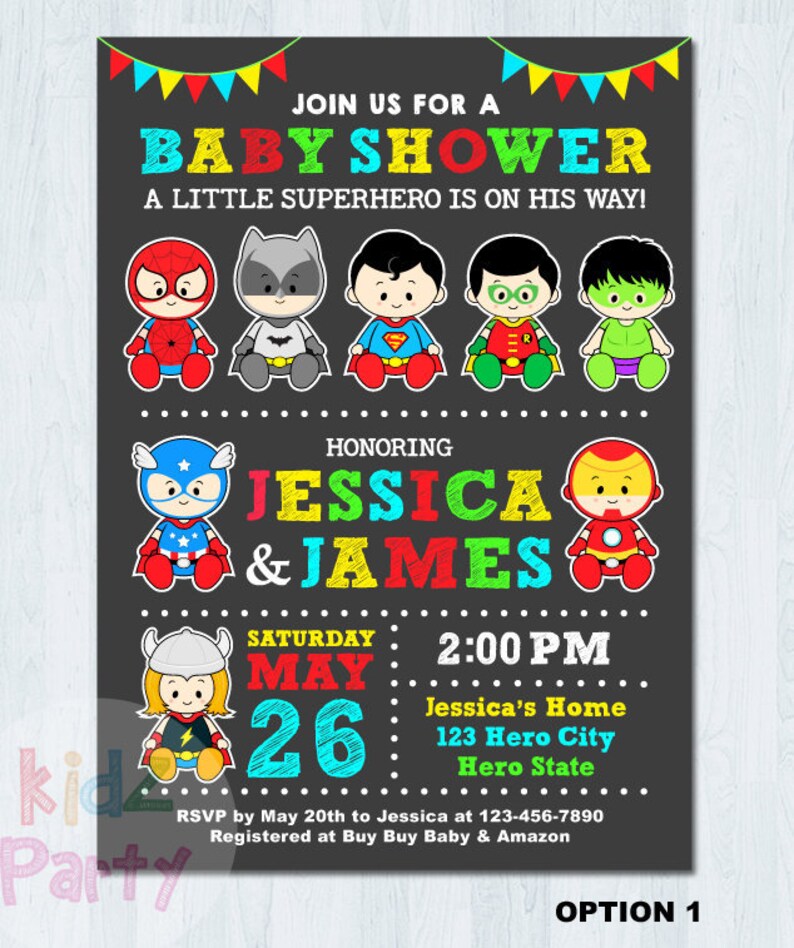 Superhero Baby Shower Invitation super hero baby shower Etsy