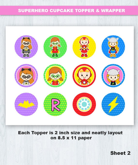 Superhero Girl Cupcake Toppers Superhero Girl Cupcake Etsy