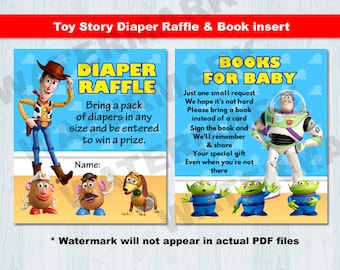 Toy Story Diaper Raffle & Book Insert, Toy Story Book insert, Toy Story Diaper Raffle