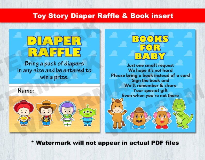 Toy Story Diaper Raffle & Book Insert Toy Story Book Insert Etsy