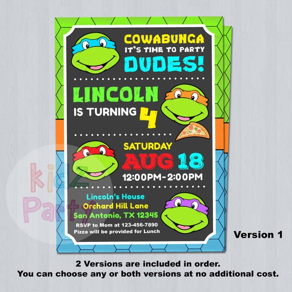 Ninja Turtles Birthday Invitation