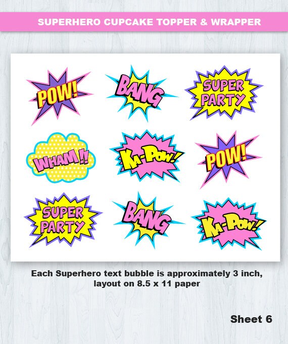 Superhero Girl Cupcake Toppers Superhero Girl Cupcake Etsy