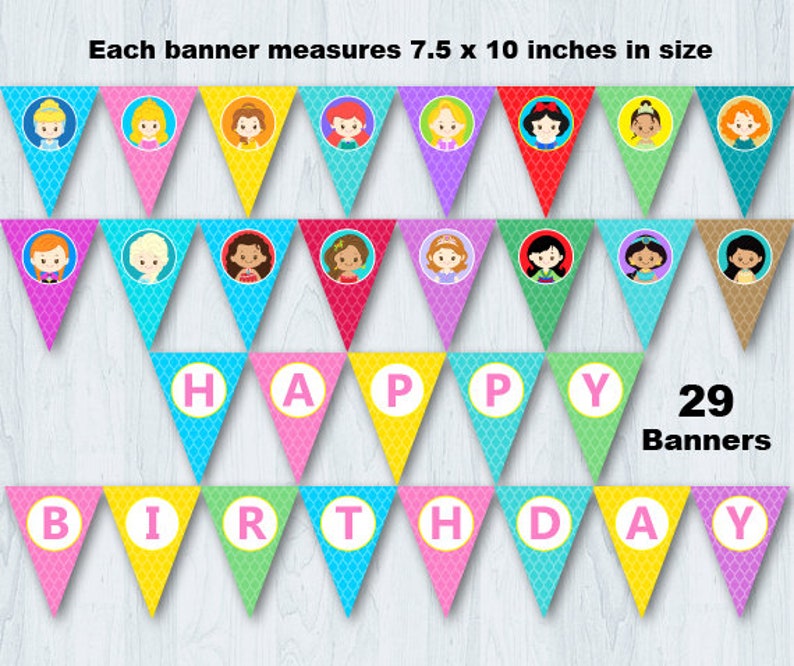 Disney Princess Birthday Party Banner Princess Birthday | Etsy