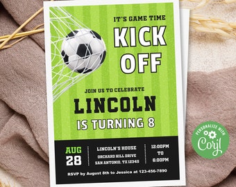 Editable Soccer Birthday Invitation Template, Soccer Invitation, Soccer Invite