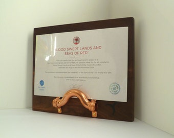 Handcrafted Certificate of Authenticity Display Stand for the Tower of London Ceramic Poppies - supported by the Royal British Legion