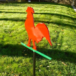 Metal Rooster Lawn Ornament,  Metal Garden Stake, Outdoor garden Art, Chicken Garden Art, Whimsical Rooster Lawn Ornament