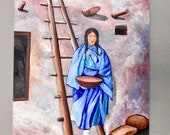Native American Oil Painting, American Indian Oil Painting, Native American- Edward Curtis, American Southwest, Kitchen Art, Office Art