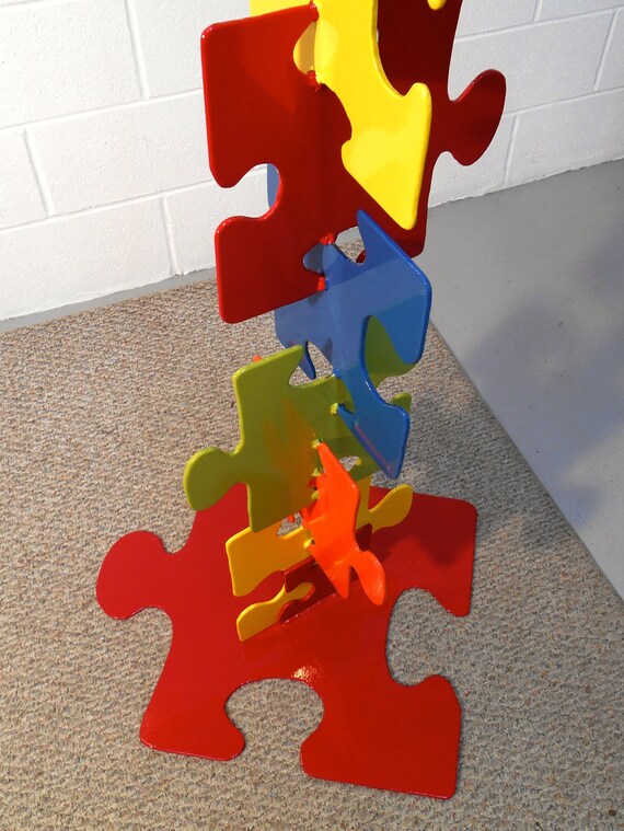 Metal Puzzle Sculpture Free standing Large Metal Sculpture Etsy
