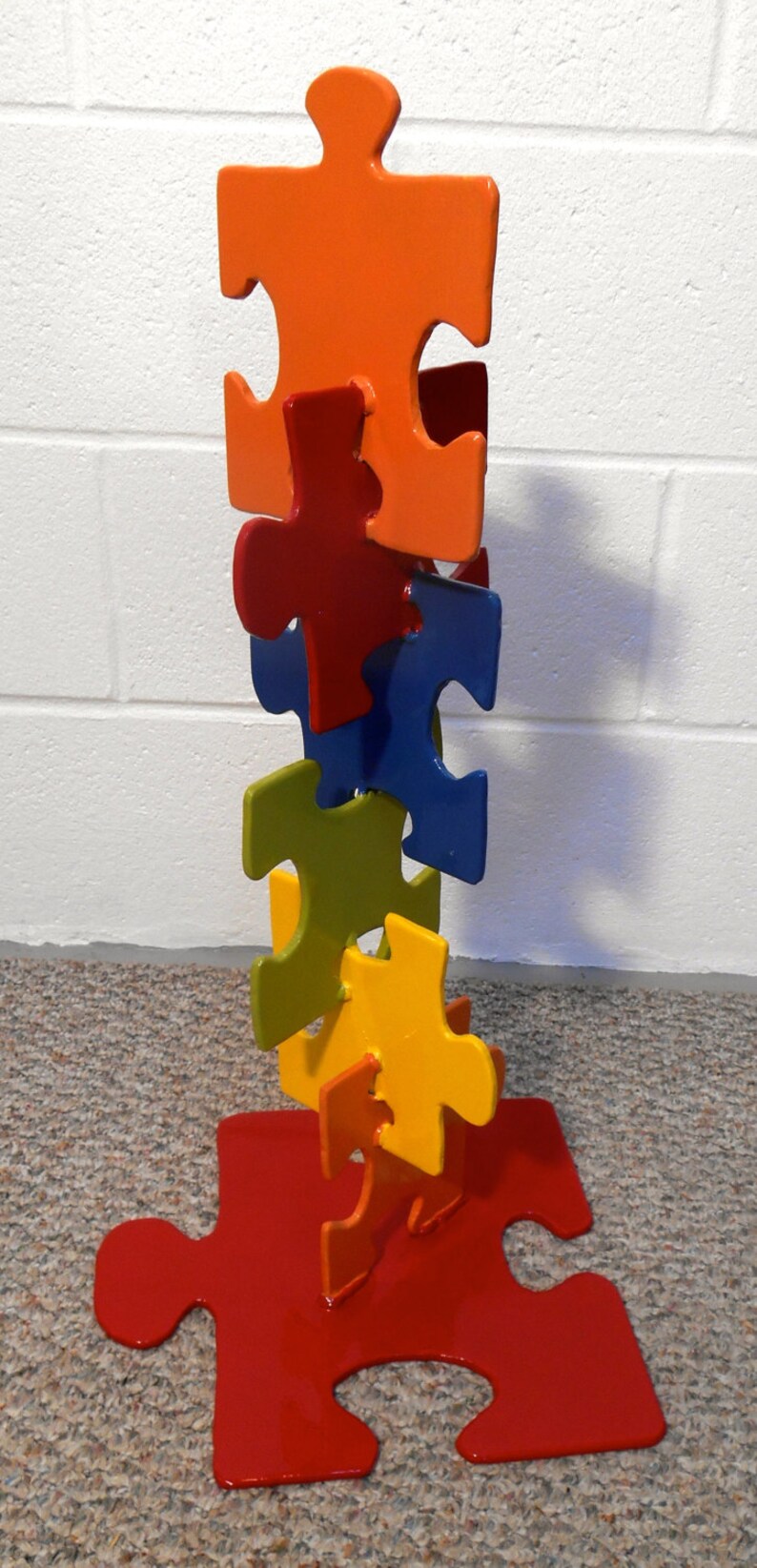 Autism Puzzle Sculpture Metal Puzzle Sculpture Autism Etsy