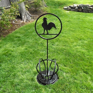Free Standing Metal Rooster Lawn Ornament,  Metal Garden Decoration, Outdoor garden Art, Chicken Garden Art, Whimsical Rooster Lawn Ornament