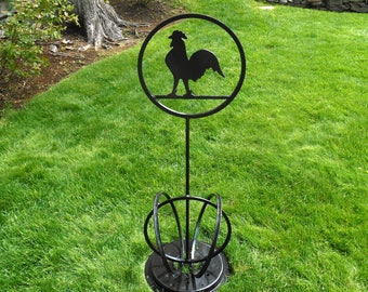 Free Standing Metal Rooster Lawn Ornament,  Metal Garden Decoration, Outdoor garden Art, Chicken Garden Art, Whimsical Rooster Lawn Ornament