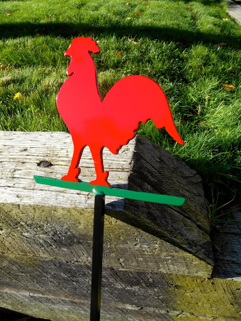 Metal Rooster Lawn Ornament Metal Garden Stake Outdoor Etsy