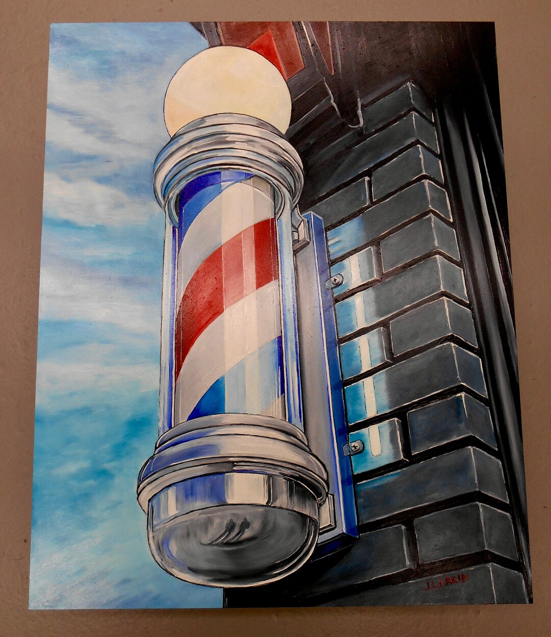 Barbers Pole Oil Painting/ Barber Shop/ Providence Rhode Island