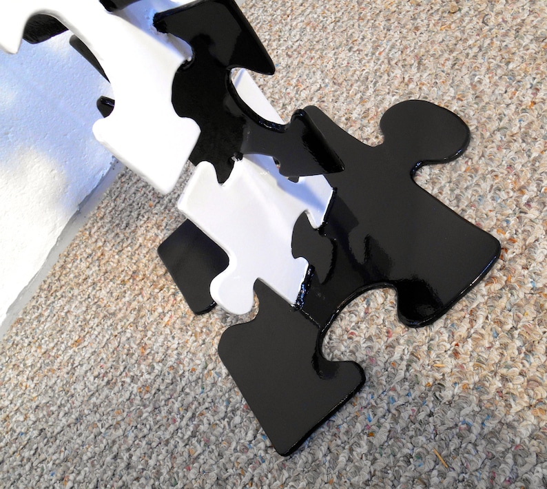 Puzzle Metal Sculpture Black and White Metal Art Large Etsy