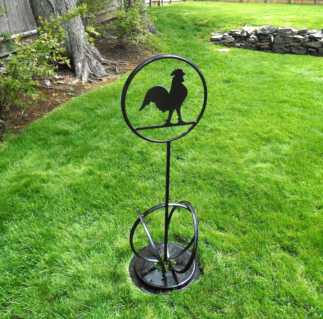 Free Standing Metal Rooster Lawn Ornament Metal Garden Etsy