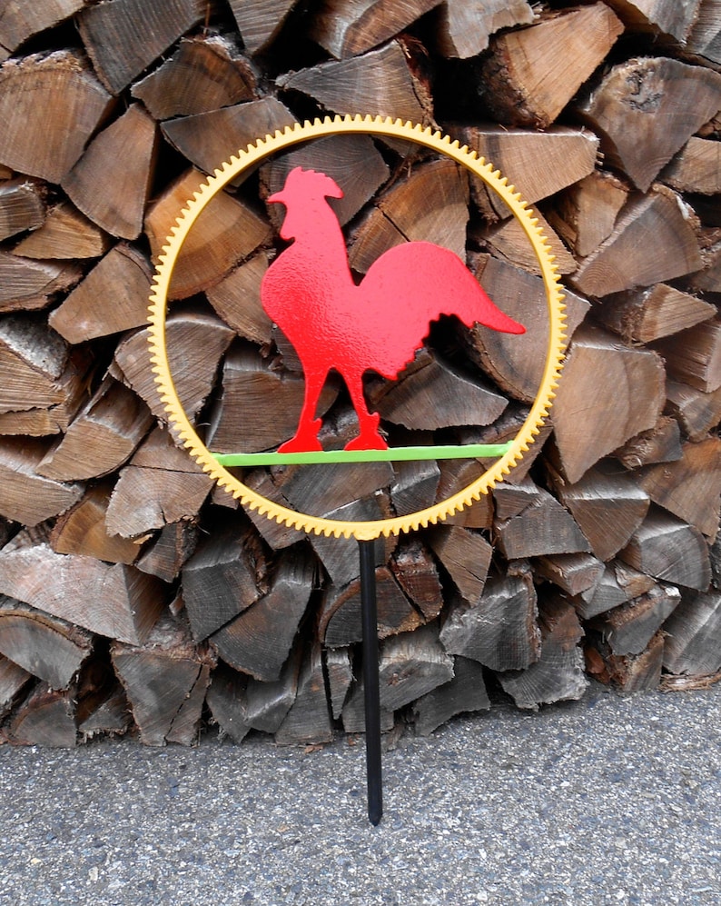 Garden Stake / Rooster Lawn Ornament / Metal Garden Stake / Etsy