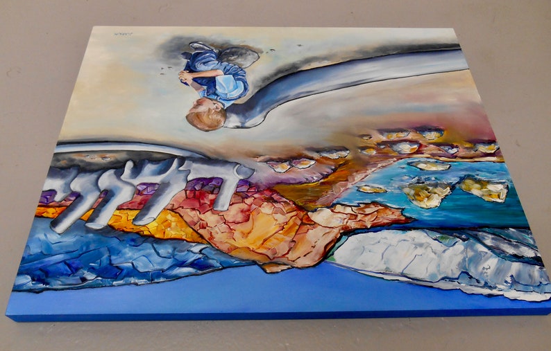 Biblical Oil Painting, Jonah and the Whale, Ocean Oil Painting, Beach ...