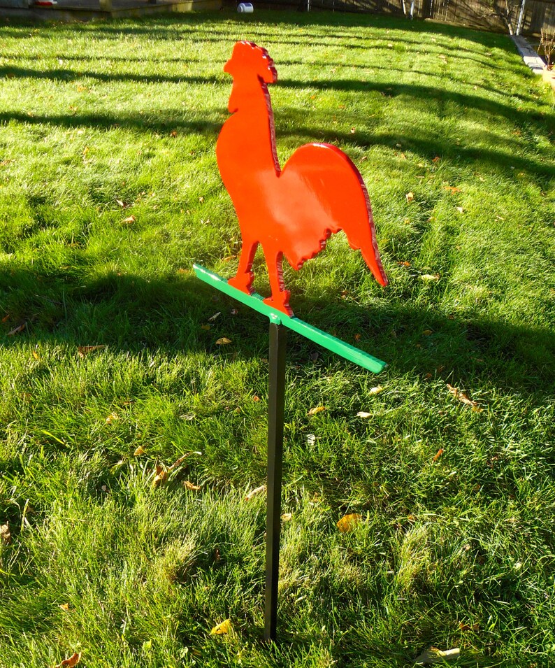 Metal Rooster Lawn Ornament Metal Garden Stake Outdoor Etsy