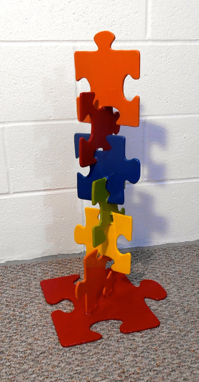 Autism Puzzle Sculpture Metal Puzzle Sculpture Autism Etsy