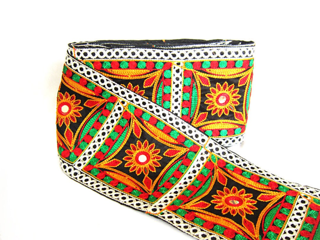 Saree Border Trim, Sari Borders Trim, Embroidered Trim, Indian Black Trim, Lace Sequin Work