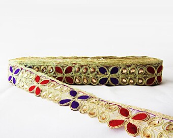 sari border, trim crafting 1 yard, Indian handcrafted, floral trim, saree border, sari trim, saree trim lace, saree blouse, Indian trim