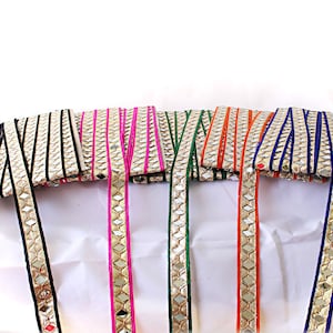 Saree Border, Mirror Trim lace, Indian ribbon Trim, dress decor, Home decor, Trim ribbon lace, hat making tape, Indian Handicraft,