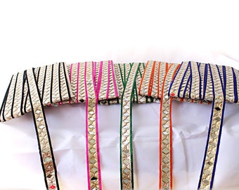 Saree Border, Mirror Trim lace, Indian ribbon Trim, dress decor, Home decor, Trim ribbon lace, hat making tape, Indian Handicraft,
