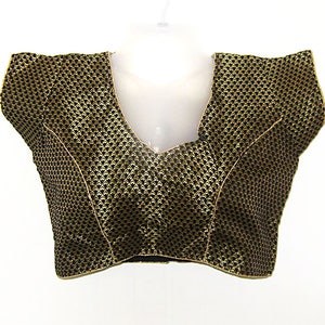 Black Saree Blouse, Blouse Top, Free size top, Indian Blouse, Golden designed top, Bollywood Choli, Designer Blouse, readymade blouse top,