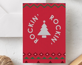 Roligt julkort | Rockar runt julgranen