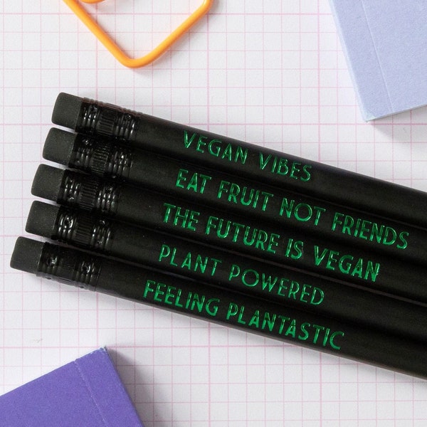 Vegan Gift, Vegan Pencils, Vegan Gift Idea, Stocking Filler, Funny Pencils, Plant Based Gift, Vegetarian Gift, Vegan Gift for Men