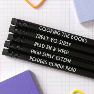 Booklover gift, Book lover, Reading gift, Reading Present, Reader gift, Printed Pencils, Funny Pencil Set, Readers Pencil Set, Funny Pencils