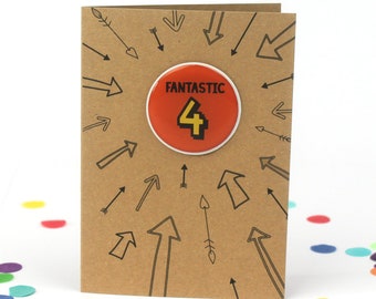 Fourth birthday card, 4th Birthday Card, Girl fourth birthday card, Boy fourth birthday card Birthday card four, birthday card 4, kids cards