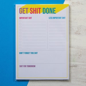 Get Shit Done Notepad A5 Notepad to do list, Funny notepad image 5