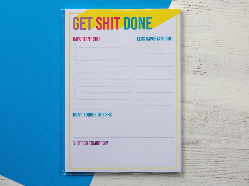 Get Shit Done Notepad A5 Notepad to do list, Funny notepad image 5