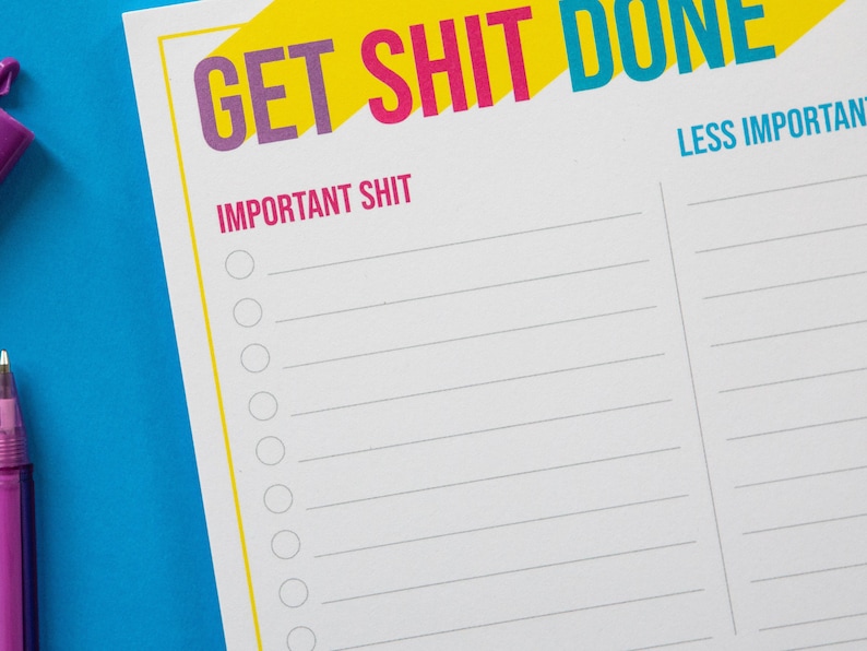 Get Shit Done Notepad A5 Notepad to do list, Funny notepad image 2