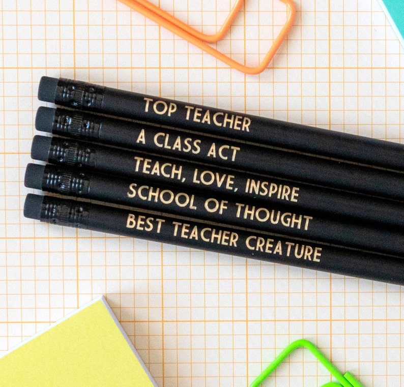 Teacher gift, Funny teacher gift, thank you teacher gift, thank you teacher, gift for teacher, funny gift for teacher, printed pencils image 1