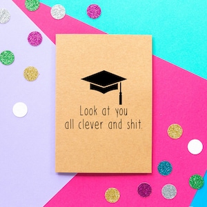 Tarjeta de graduación divertida, tarjeta universitaria divertida, tarjeta divertida, tarjeta de graduación - Mírenlos a todos inteligentes y