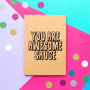 Tarjeta de agradecimiento divertida, tarjeta motivacional divertida, eres una salsa increíble
