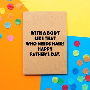 Drôle Carte de fête des pères Papa Bod Chauve Papa Grossier Effronté Nouveauté Monoparental Papa Carte d’anniversaire Bonne fête des pères A6 Kraft Eco friendly