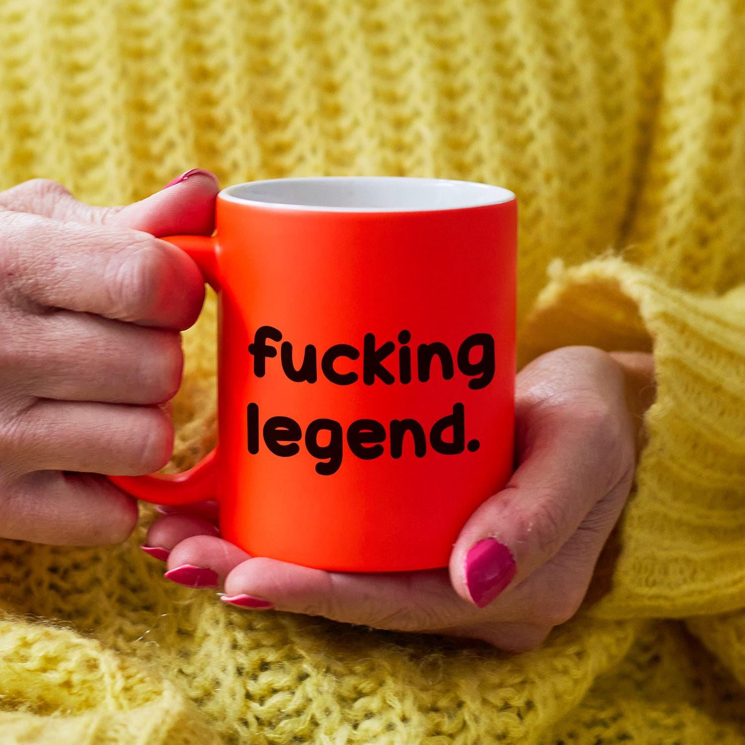 Fucking Legend Neon Mug | Funny Coffee Cup, Gift for Him/Her, Rude Mug, Bright Colourful Drinkware, Tea Lover Present