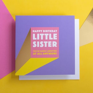Drôle de carte d’anniversaire de petite sœur | Vous n’êtes plus du tout ennuyeux