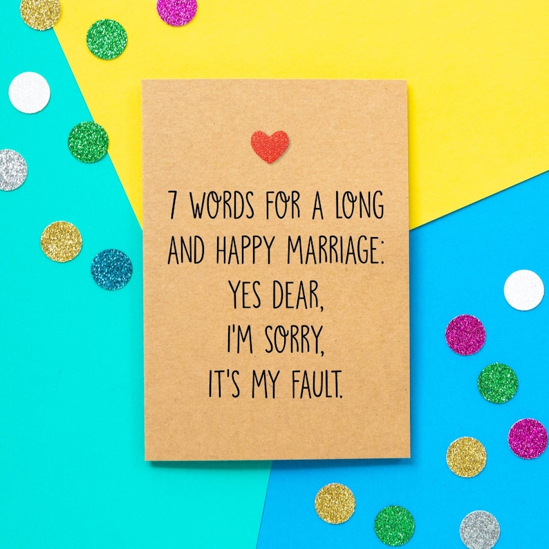 Funny Wedding Card 7 Words for A Long and Happy Marriage Etsy UK