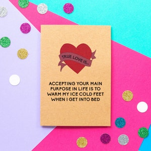 Funny Valentines Card / Funny Husband Valentines Card / Funny Wife Valentines Card / Ice Cold Feet
