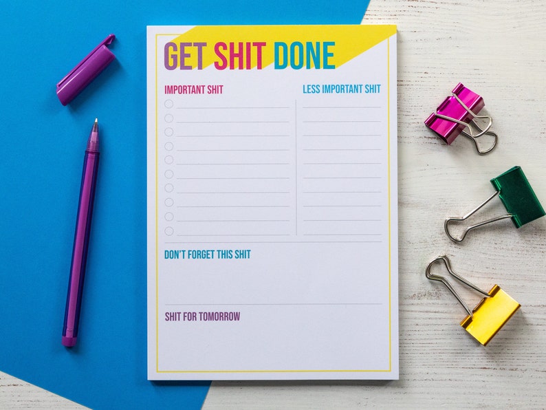 Get Shit Done Notepad A5 Notepad to do list, Funny notepad image 1