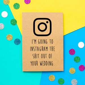 Cartão de casamento engraçado, cartão de noivado, cartão do Instagram, cartão de noivado engraçado, cartões de casamento engraçados, cartão de chá de panela